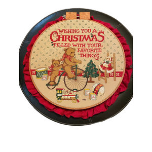 Vintage Christmas Cross-stitch Wall Hanging 1988